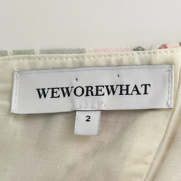 WeWoreWhat Sage Green Pink‎ Victorian Floral Stripe Puff Sleeve Corset Dress - Picture 12 of 15